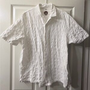 Men's Common People Classic White Textured Button Down Shirt Perfect Condition